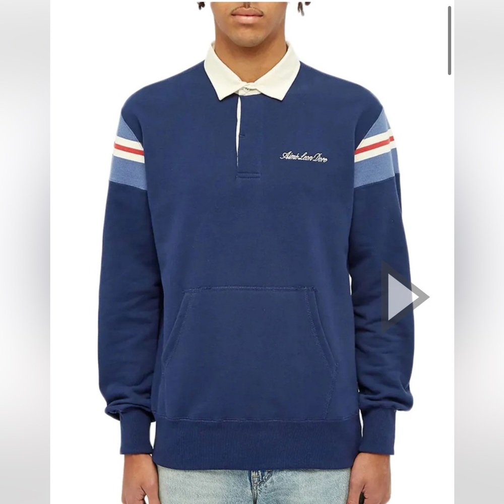 Aimé Leon Dore Ribbed Shoulder Rugby Shirt (Navy)